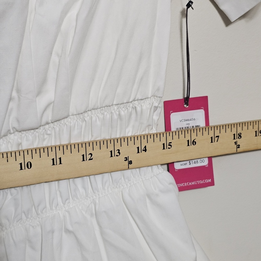 Vince Camuto Women Shirt Dress Size 12 Fit Large New White Elastic Waist Button - Picture 4 of 15